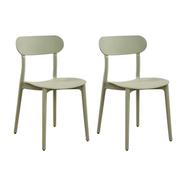 Green patio stacking chairs